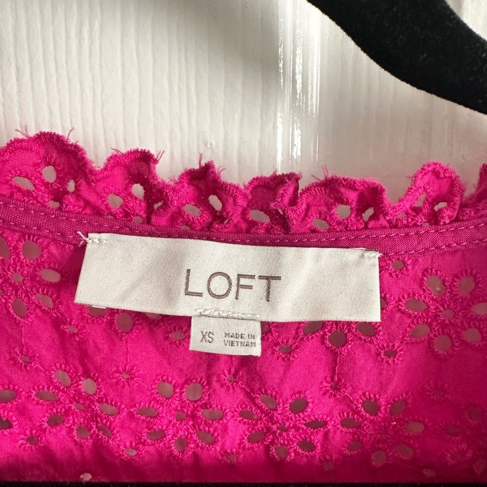 LOFT Fuchsia Eyelet Blouse - Picture 3 of 3